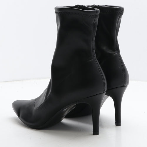 Primark Womens Black Leather Sock Boot UK 4 37
