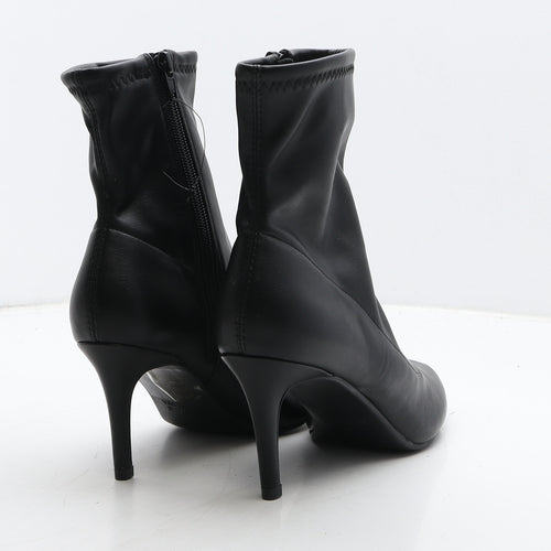 Primark Womens Black Leather Sock Boot UK 4 37