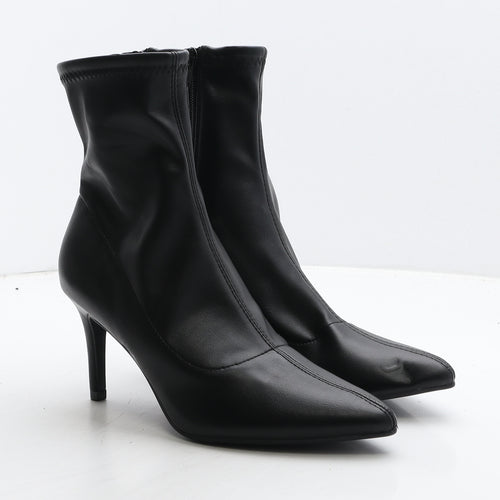 Primark Womens Black Leather Sock Boot UK 4 37