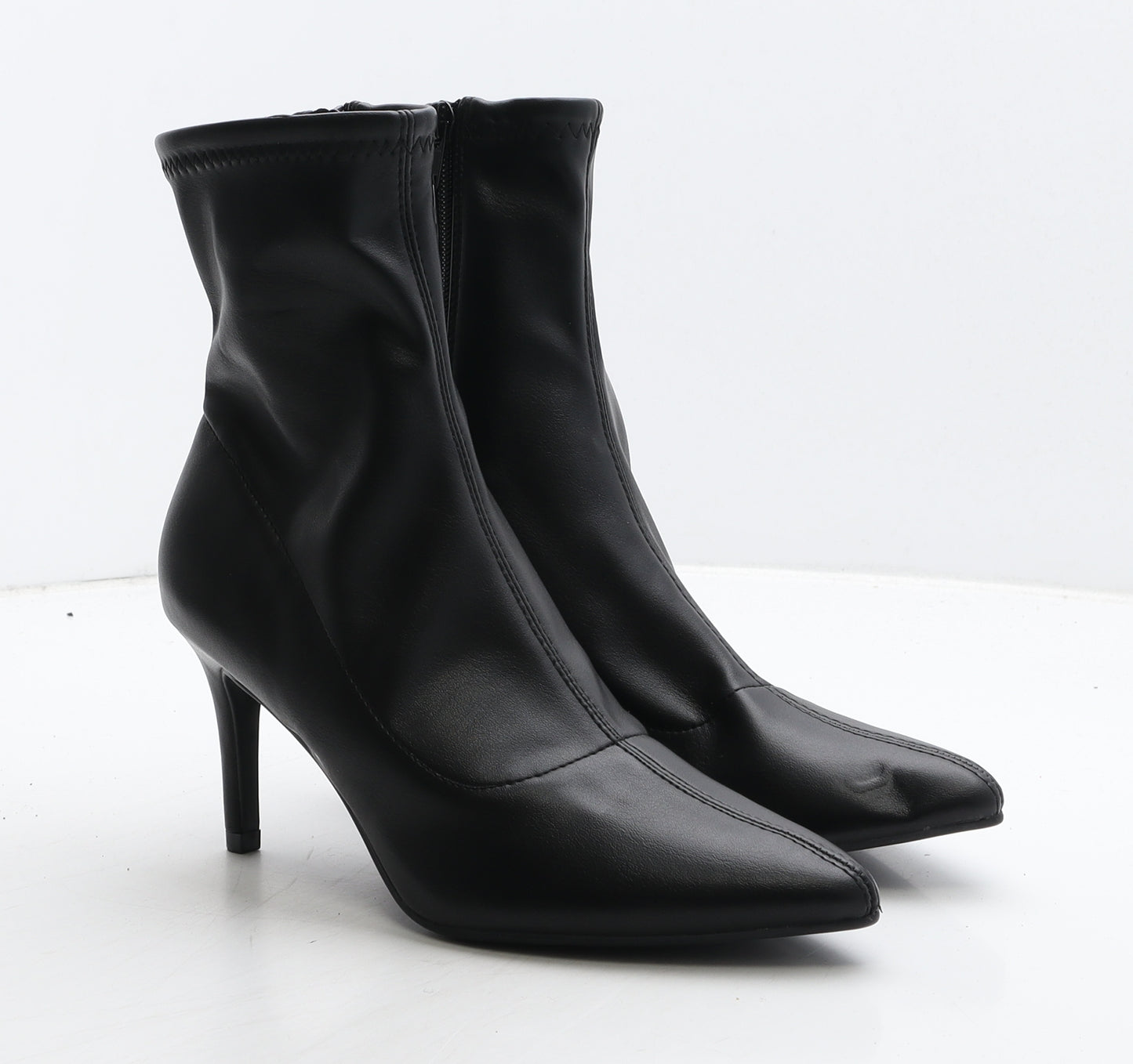 Primark Womens Black Leather Sock Boot UK 4 37