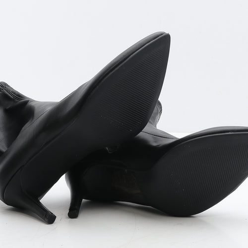 Primark Womens Black Leather Sock Boot UK 4 37