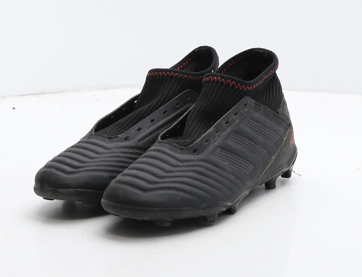 adidas Boys Black Leather Trainer UK 1 33 - Football boots
