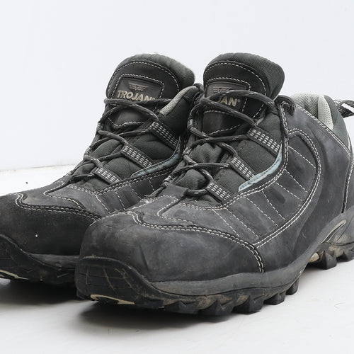 Trojan Mens Grey Geometric Leather Trainer UK 7 40