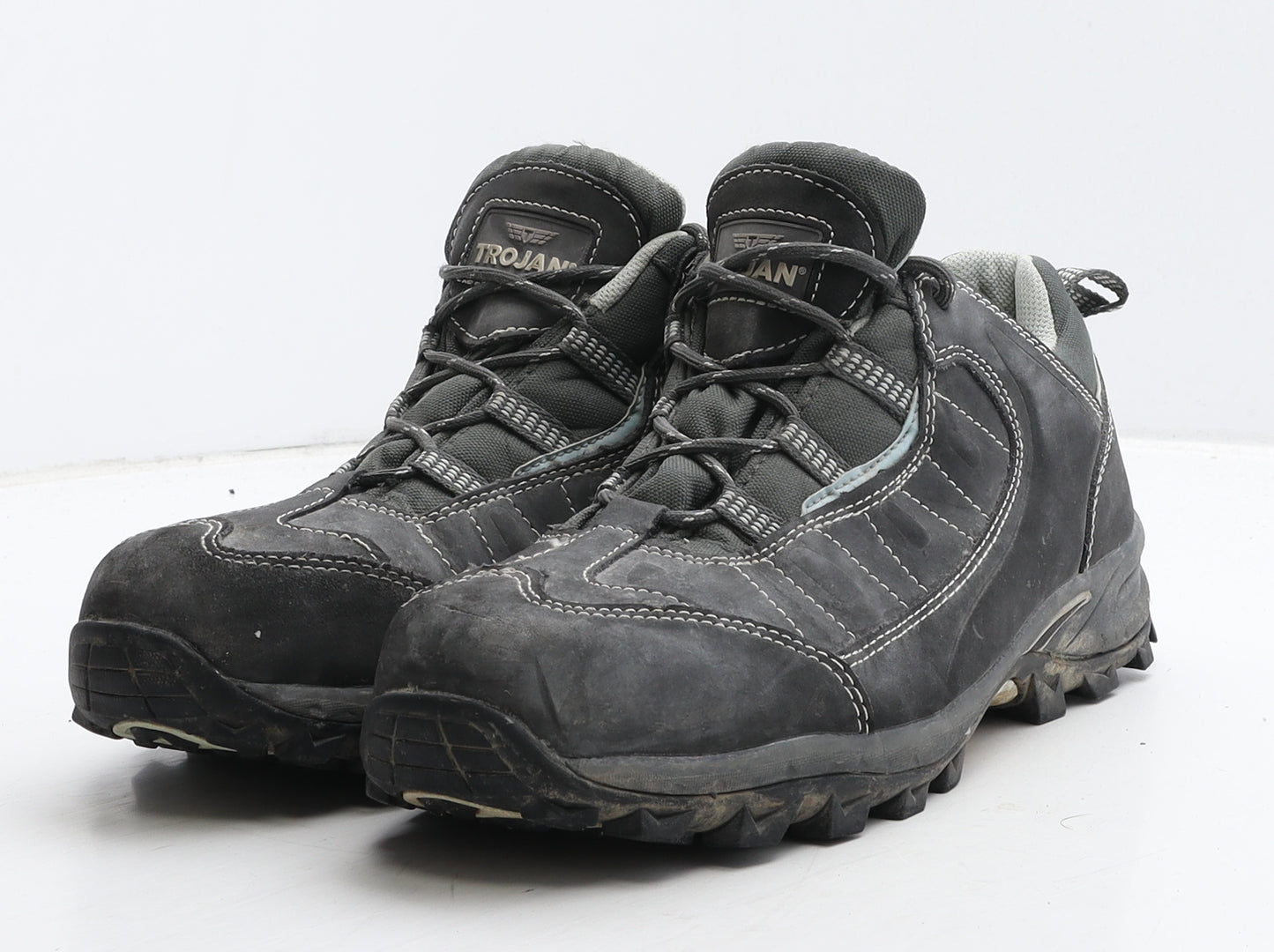 Trojan Mens Grey Geometric Leather Trainer UK 7 40