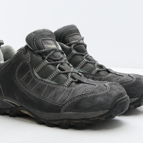 Trojan Mens Grey Geometric Leather Trainer UK 7 40