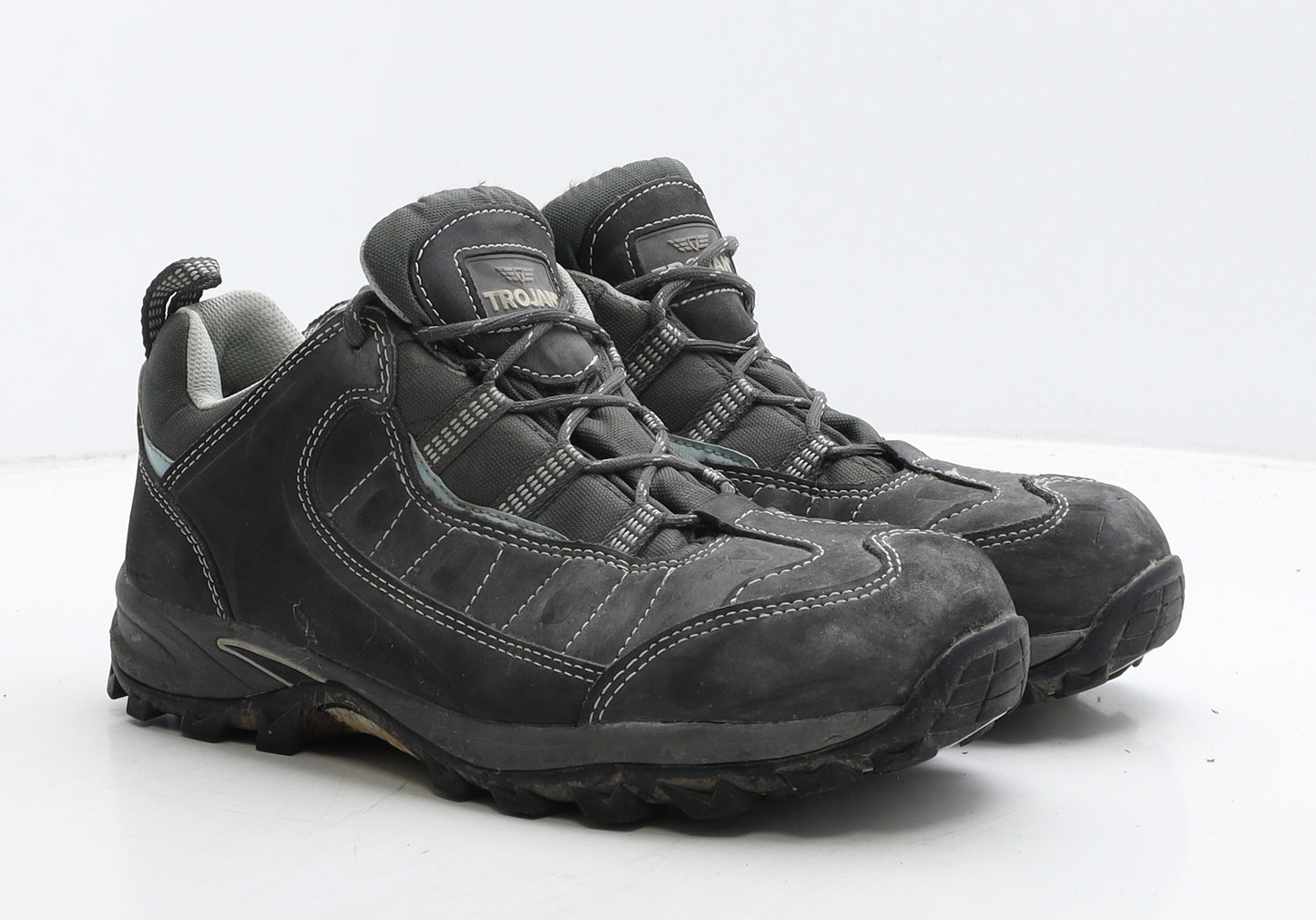 Trojan Mens Grey Geometric Leather Trainer UK 7 40