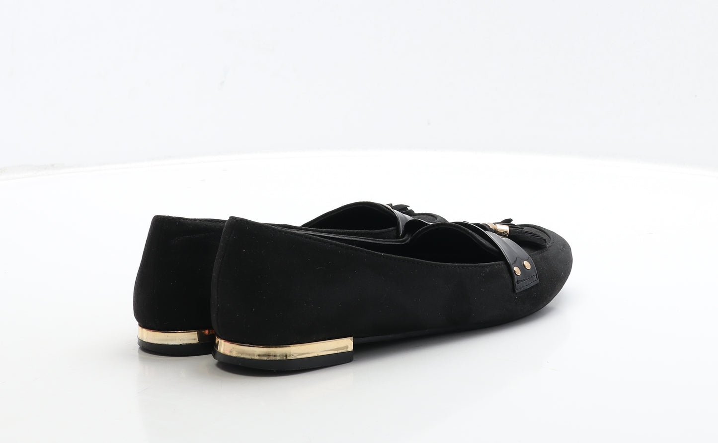 Primark Womens Black Suede Moccasin Flat UK 5 38 - Wide Fit
