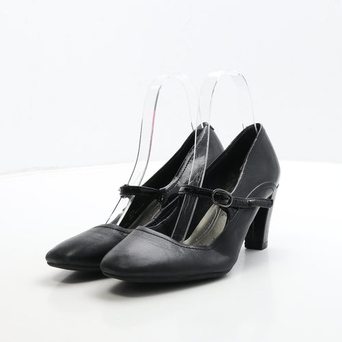 FootGlove Womens Black Leather Court Heel UK 4.5