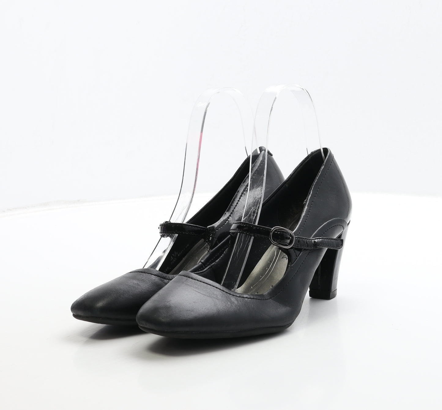 FootGlove Womens Black Leather Court Heel UK 4.5