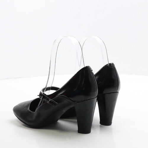 FootGlove Womens Black Leather Court Heel UK 4.5