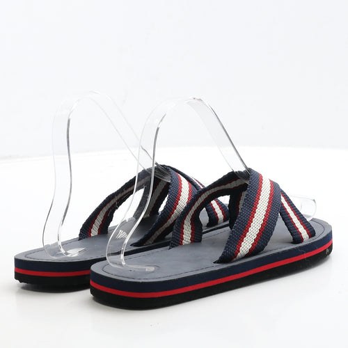 Preworn Boys Blue Striped Fabric Slip On Sandal UK 3