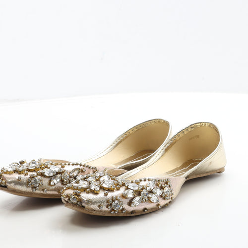 Preworn Womens Gold Polyester Flat UK 6