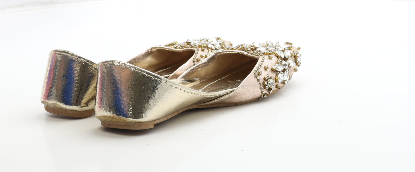 Preworn Womens Gold Polyester Flat UK 6