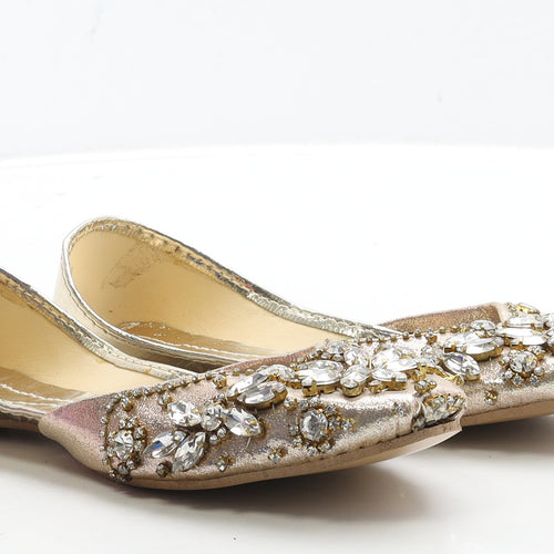 Preworn Womens Gold Polyester Flat UK 6