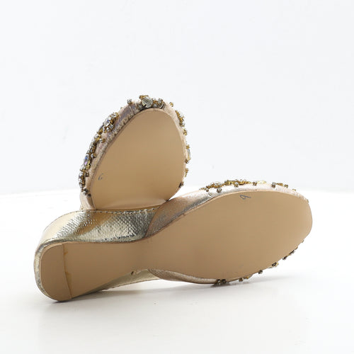 Preworn Womens Gold Polyester Flat UK 6