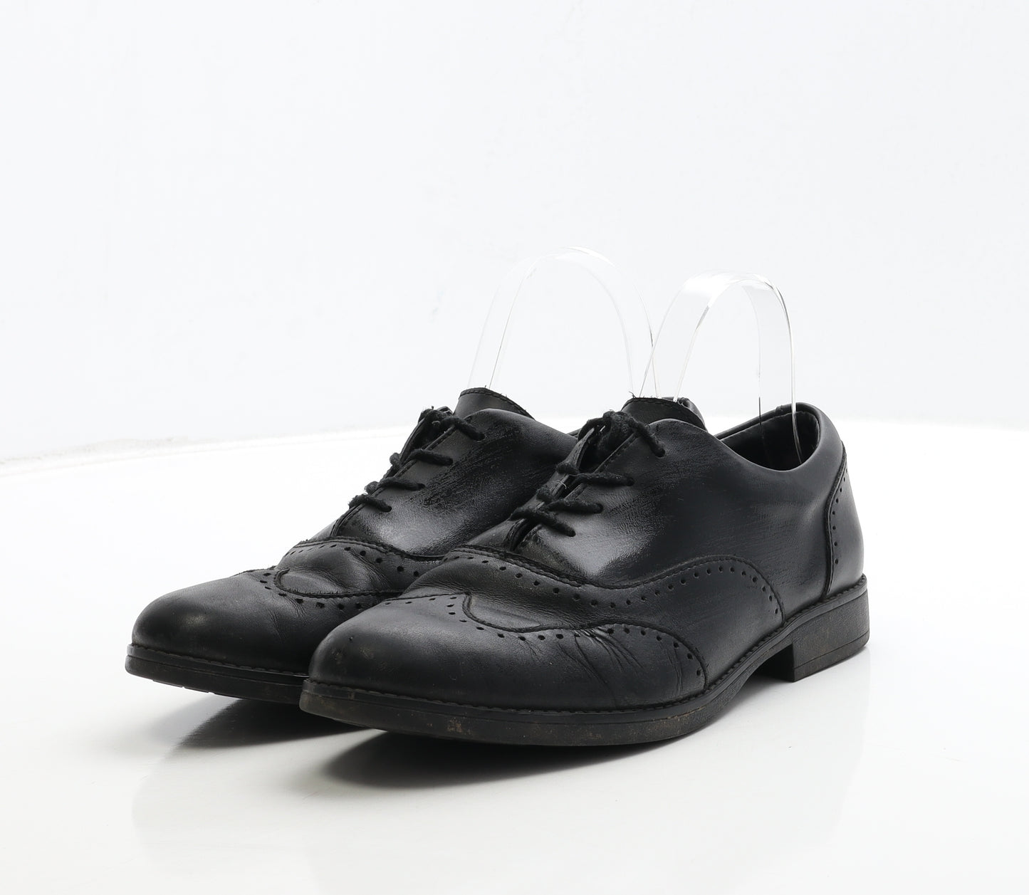 Clarks Girls Black Leather Brogue Casual UK 5.5 39