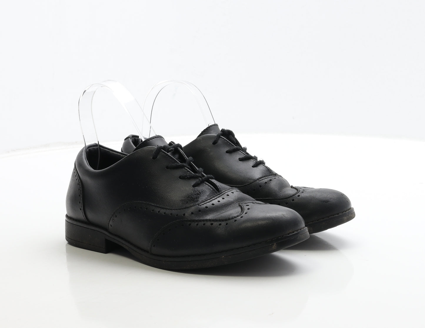 Clarks Girls Black Leather Brogue Casual UK 5.5 39