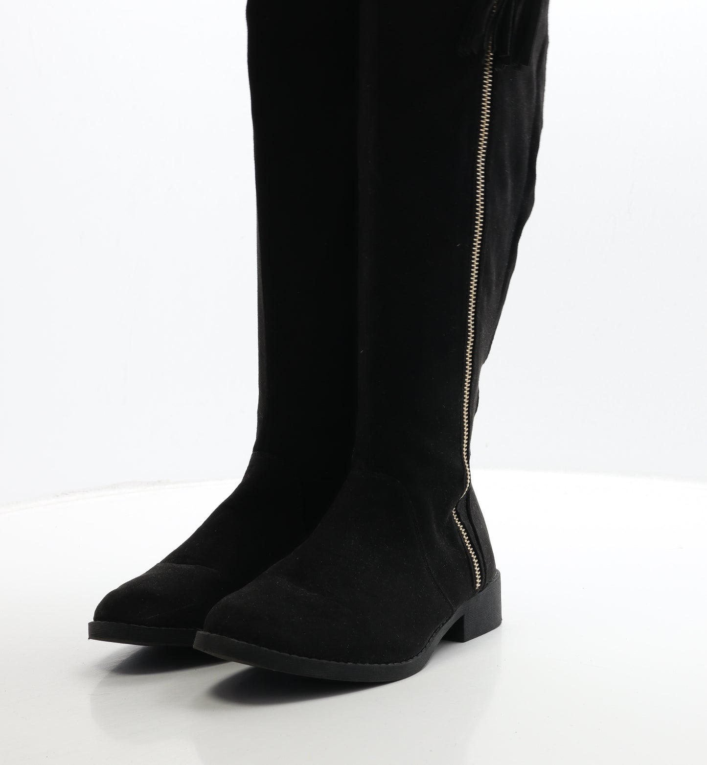 Primark Womens Black Suede Bootie Boot UK 3 36 - Wide Fit