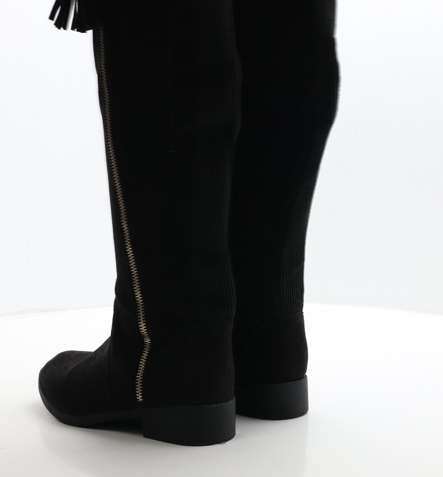 Primark Womens Black Suede Bootie Boot UK 3 36 - Wide Fit