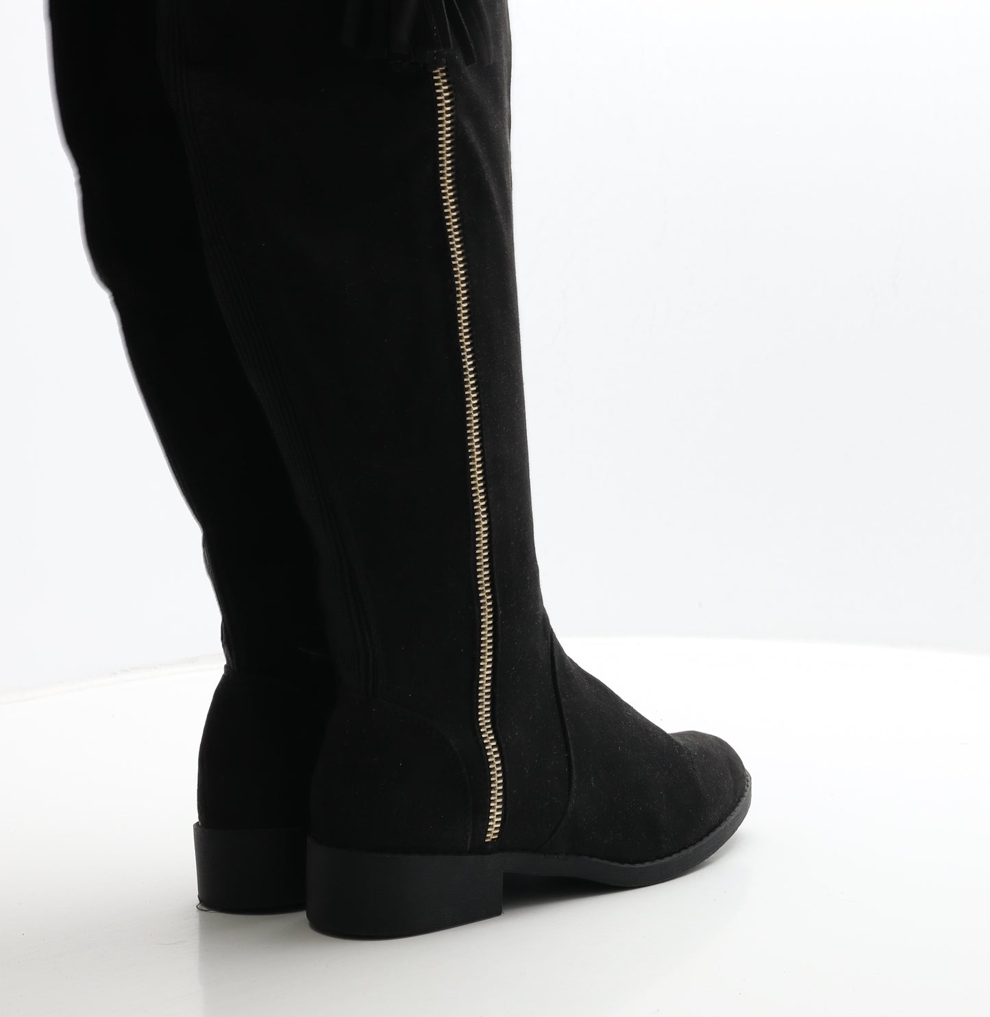 Primark Womens Black Suede Bootie Boot UK 3 36 - Wide Fit