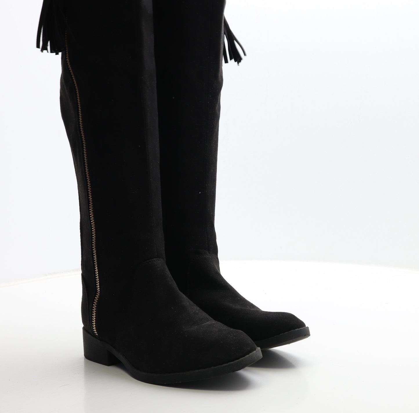 Primark Womens Black Suede Bootie Boot UK 3 36 - Wide Fit