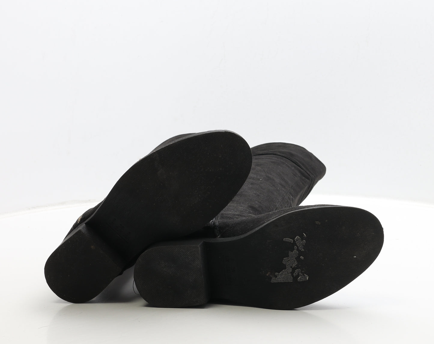 Primark Womens Black Suede Bootie Boot UK 3 36 - Wide Fit