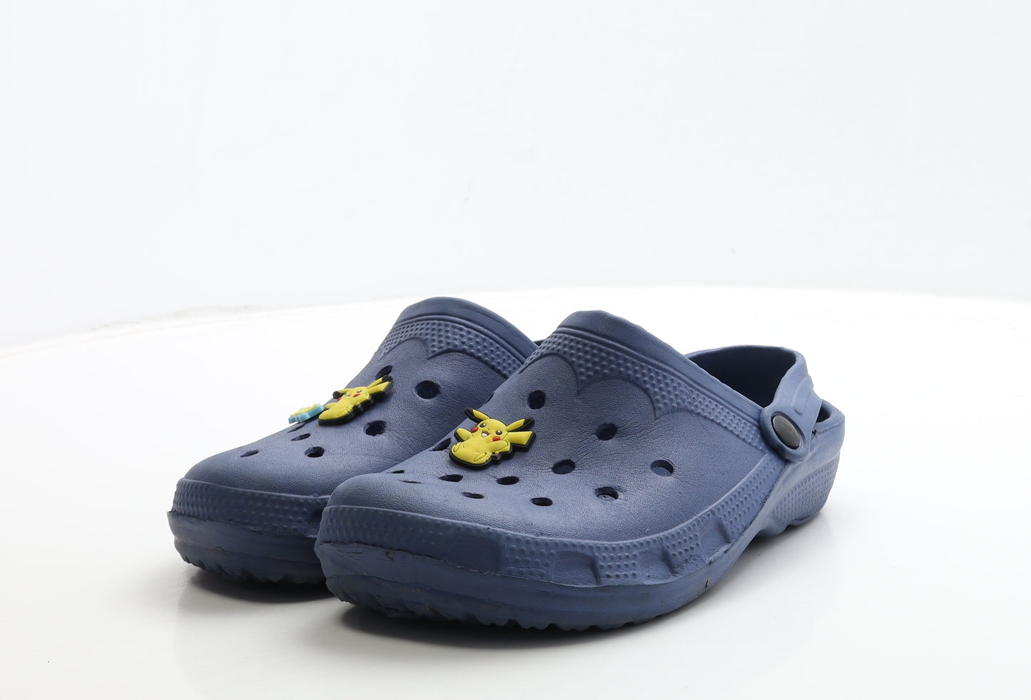 Preworn Boys Blue Rubber Clog Sandal UK 5 38 - Pokemon Charms