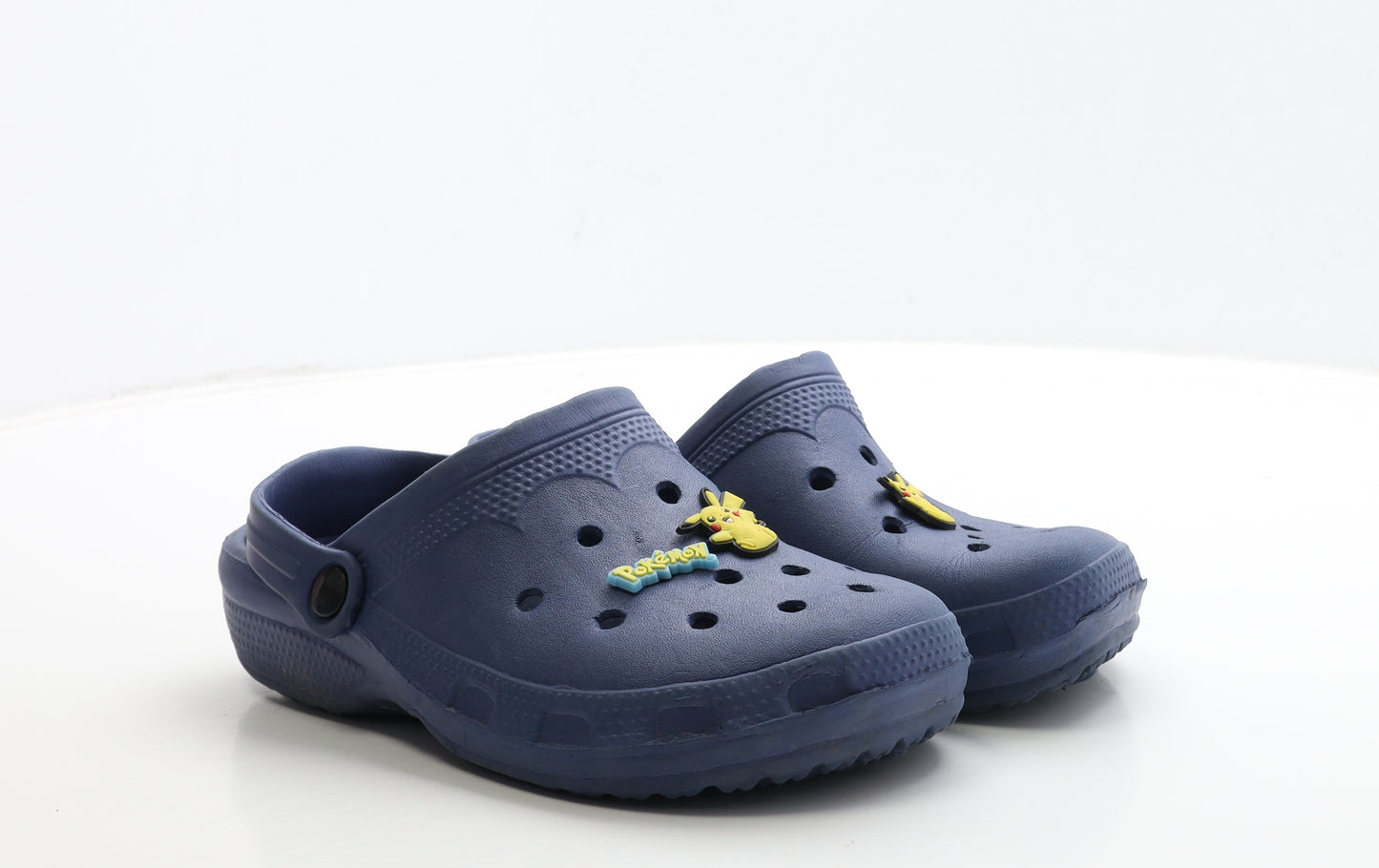 Preworn Boys Blue Rubber Clog Sandal UK 5 38 - Pokemon Charms