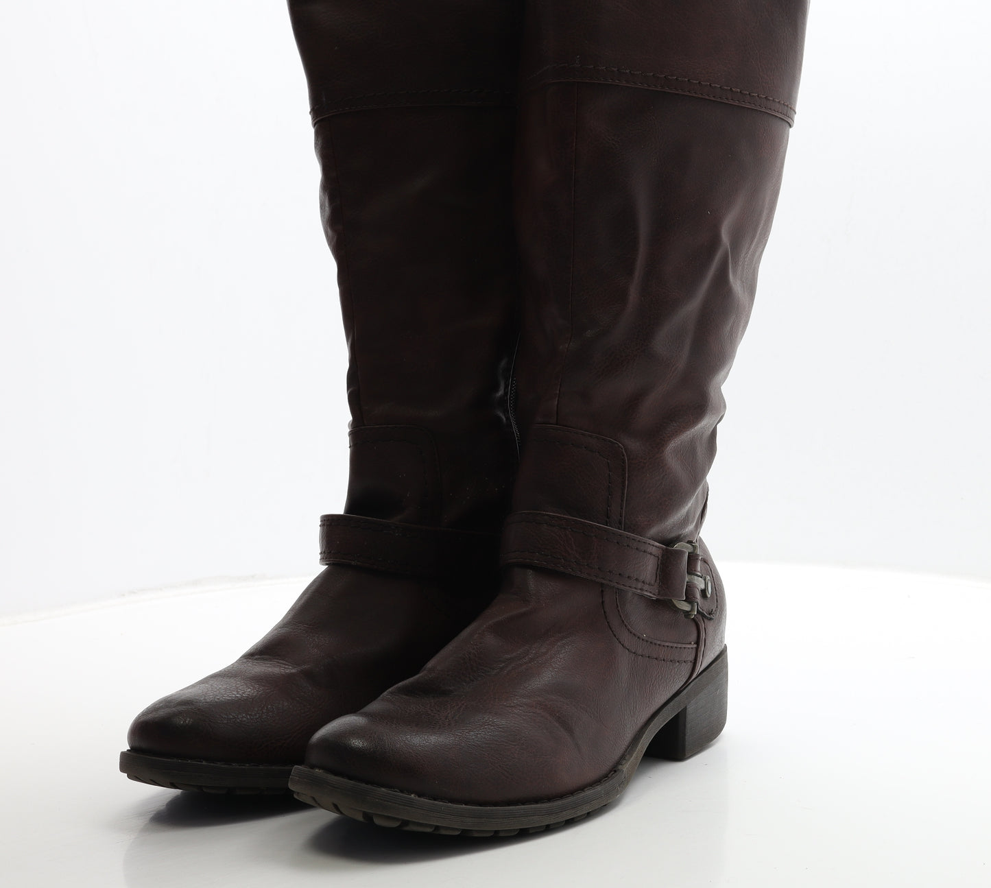 Preworn Womens Brown Leather Biker Boot UK 8 42