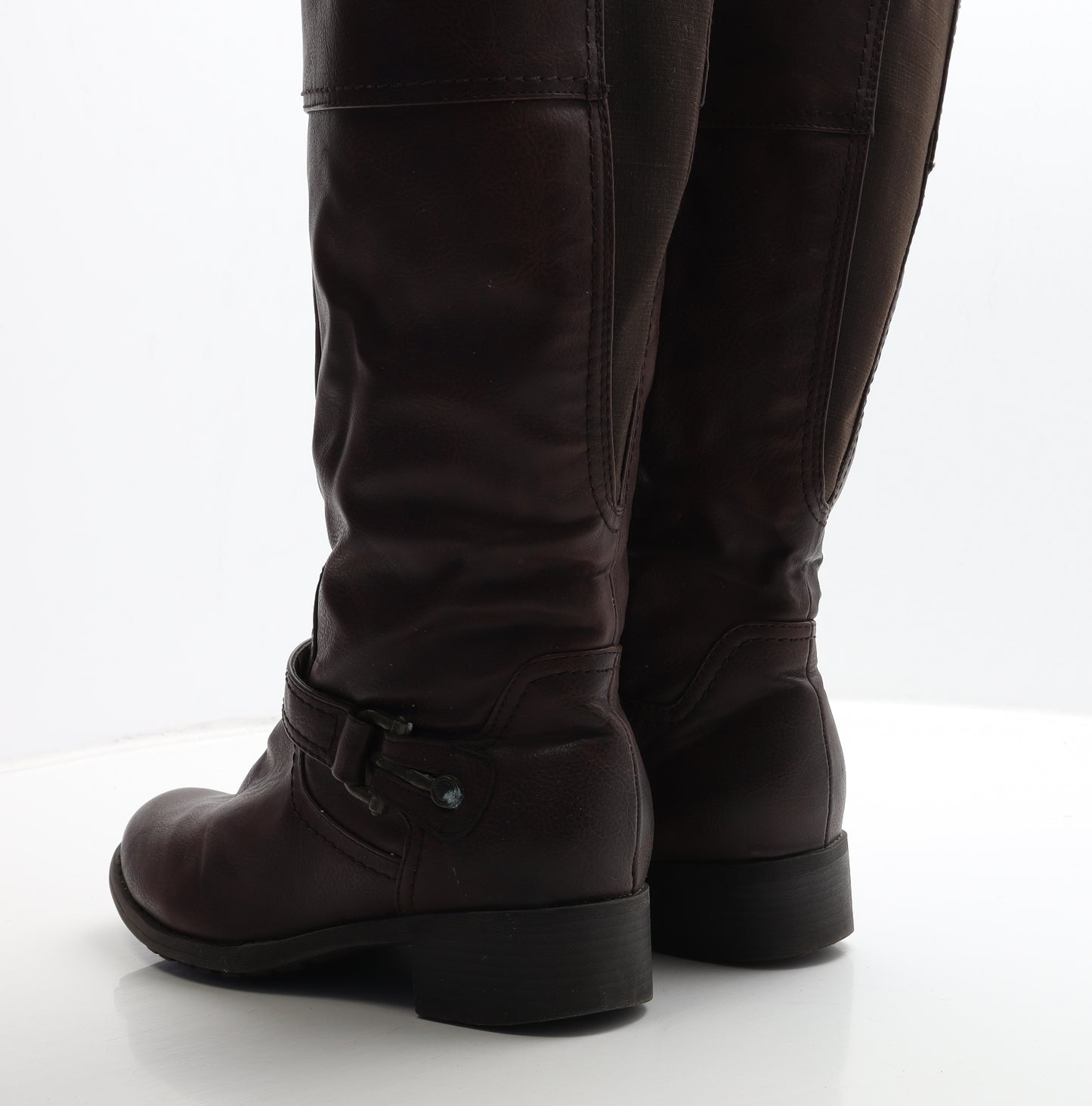 Preworn Womens Brown Leather Biker Boot UK 8 42