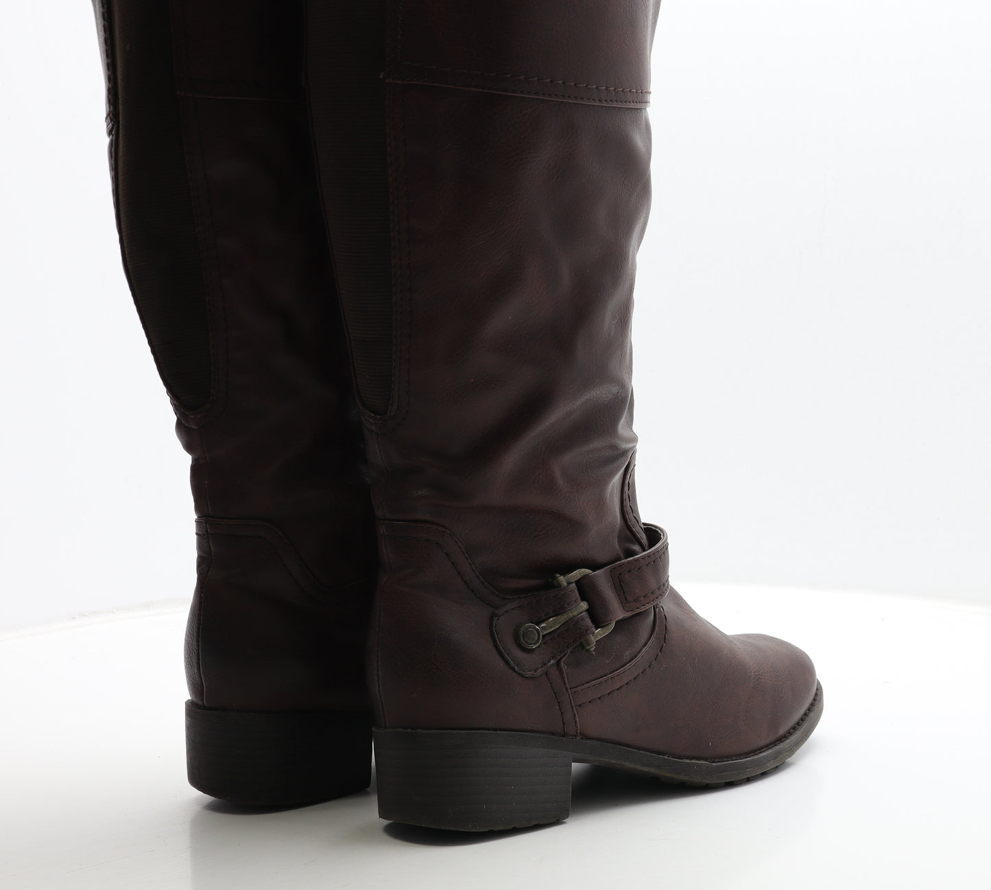 Preworn Womens Brown Leather Biker Boot UK 8 42