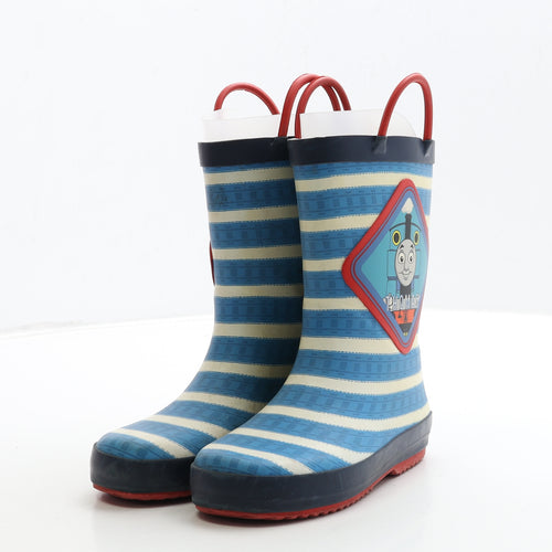 Marks and Spencer Boys Blue Striped Rubber Wellies Boot UK 11 - Thomas The Tank
