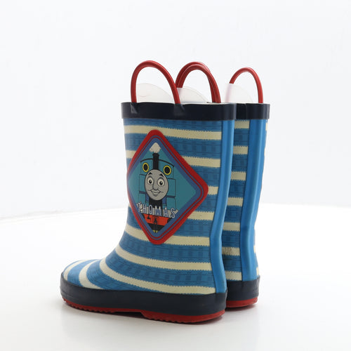 Marks and Spencer Boys Blue Striped Rubber Wellies Boot UK 11 - Thomas The Tank