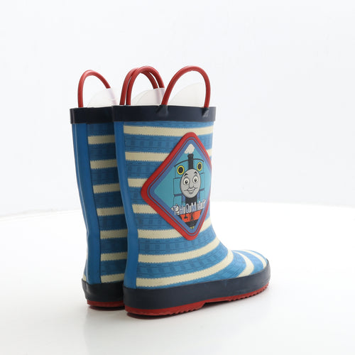 Marks and Spencer Boys Blue Striped Rubber Wellies Boot UK 11 - Thomas The Tank