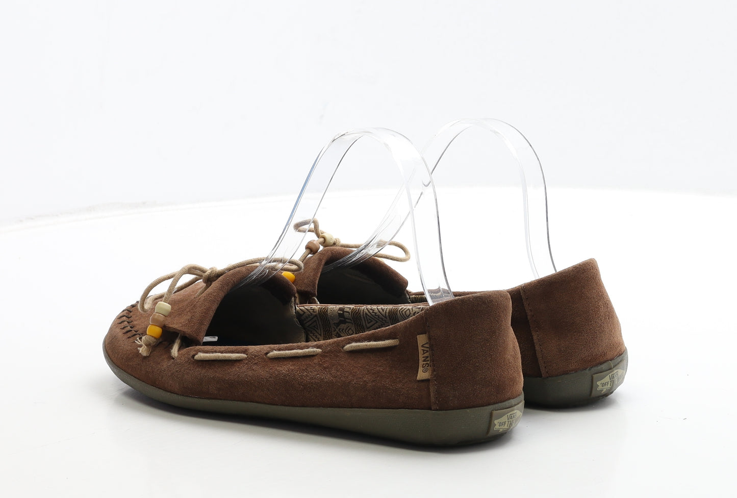 VANS Womens Brown Leather Moccasin Flat UK 5.5 38.5