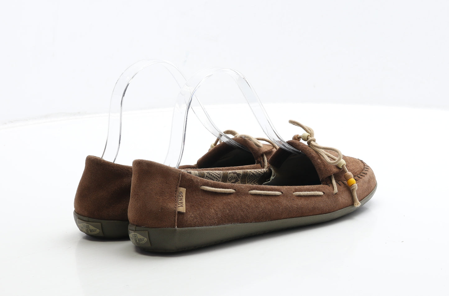 VANS Womens Brown Leather Moccasin Flat UK 5.5 38.5