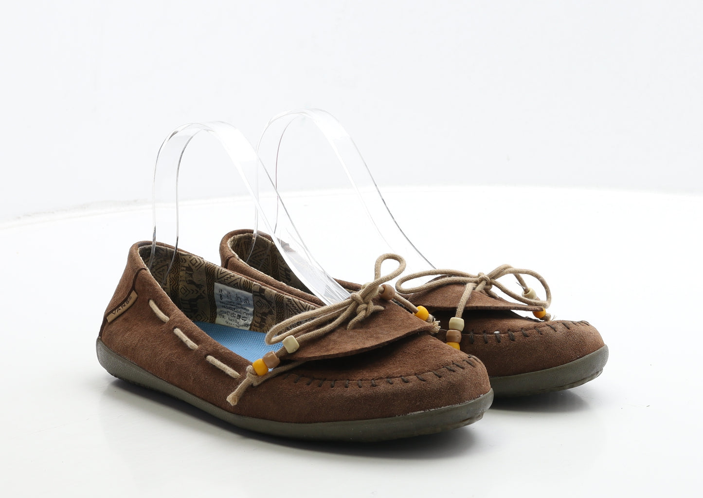 VANS Womens Brown Leather Moccasin Flat UK 5.5 38.5