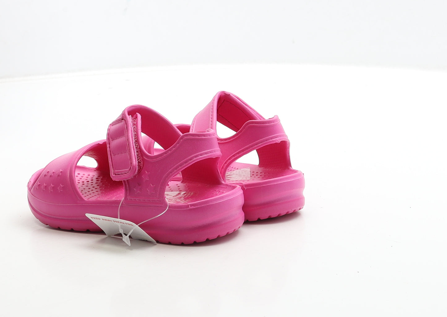 F&F Girls Pink Rubber Strappy Sandal UK 7 24 - Star Detail