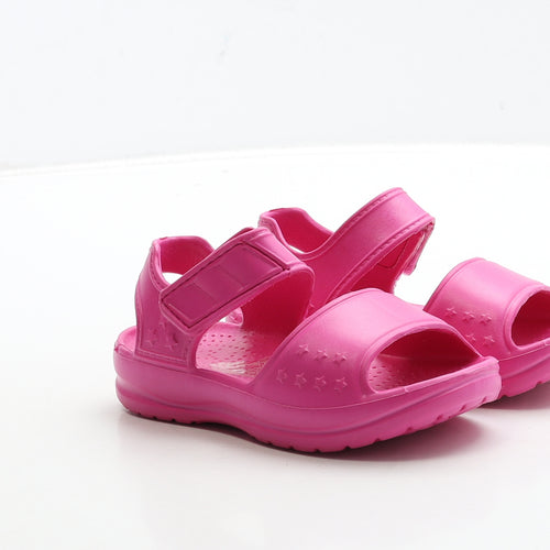 F&F Girls Pink Rubber Strappy Sandal UK 7 24 - Star Detail