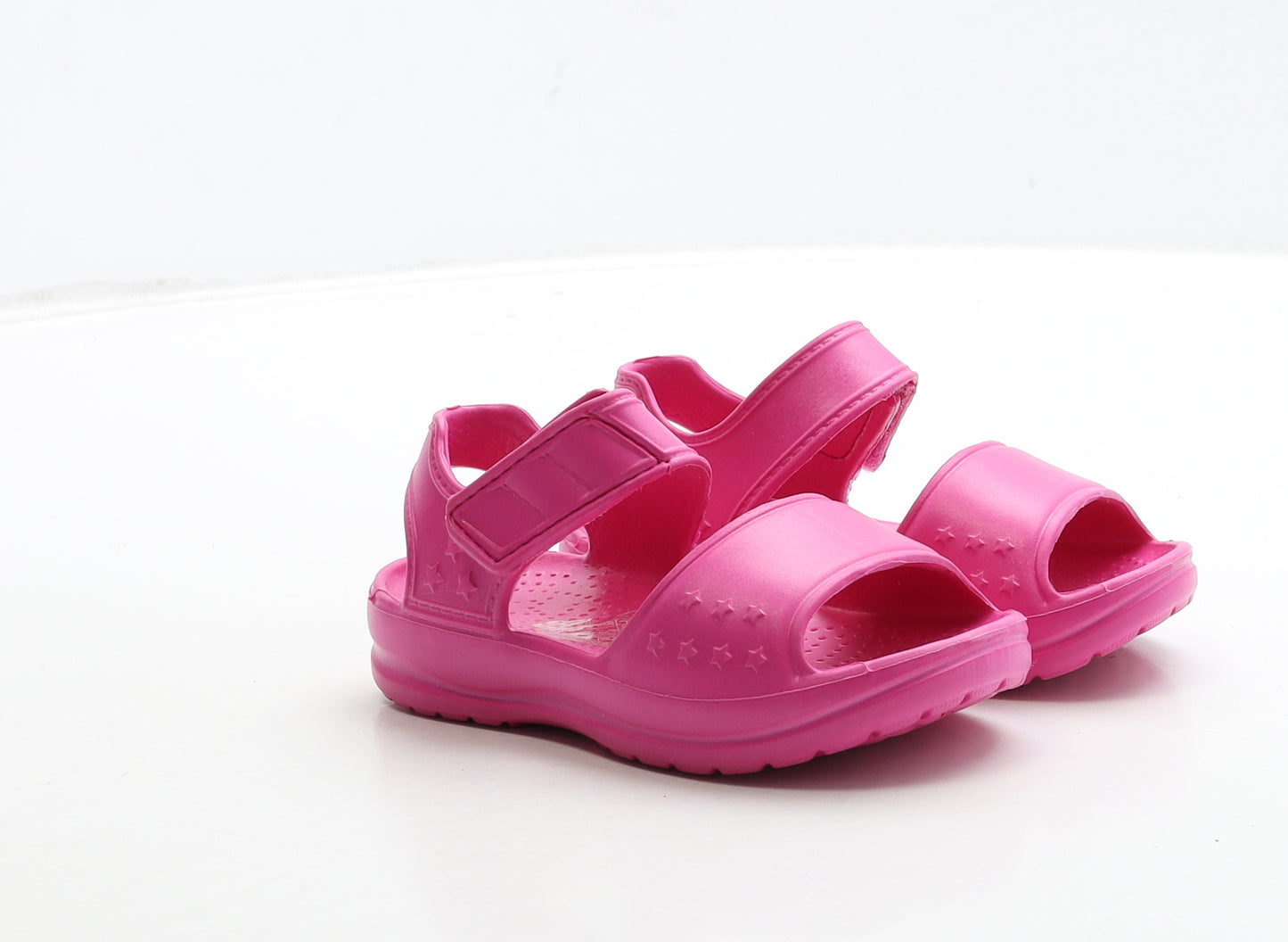 F&F Girls Pink Rubber Strappy Sandal UK 7 24 - Star Detail