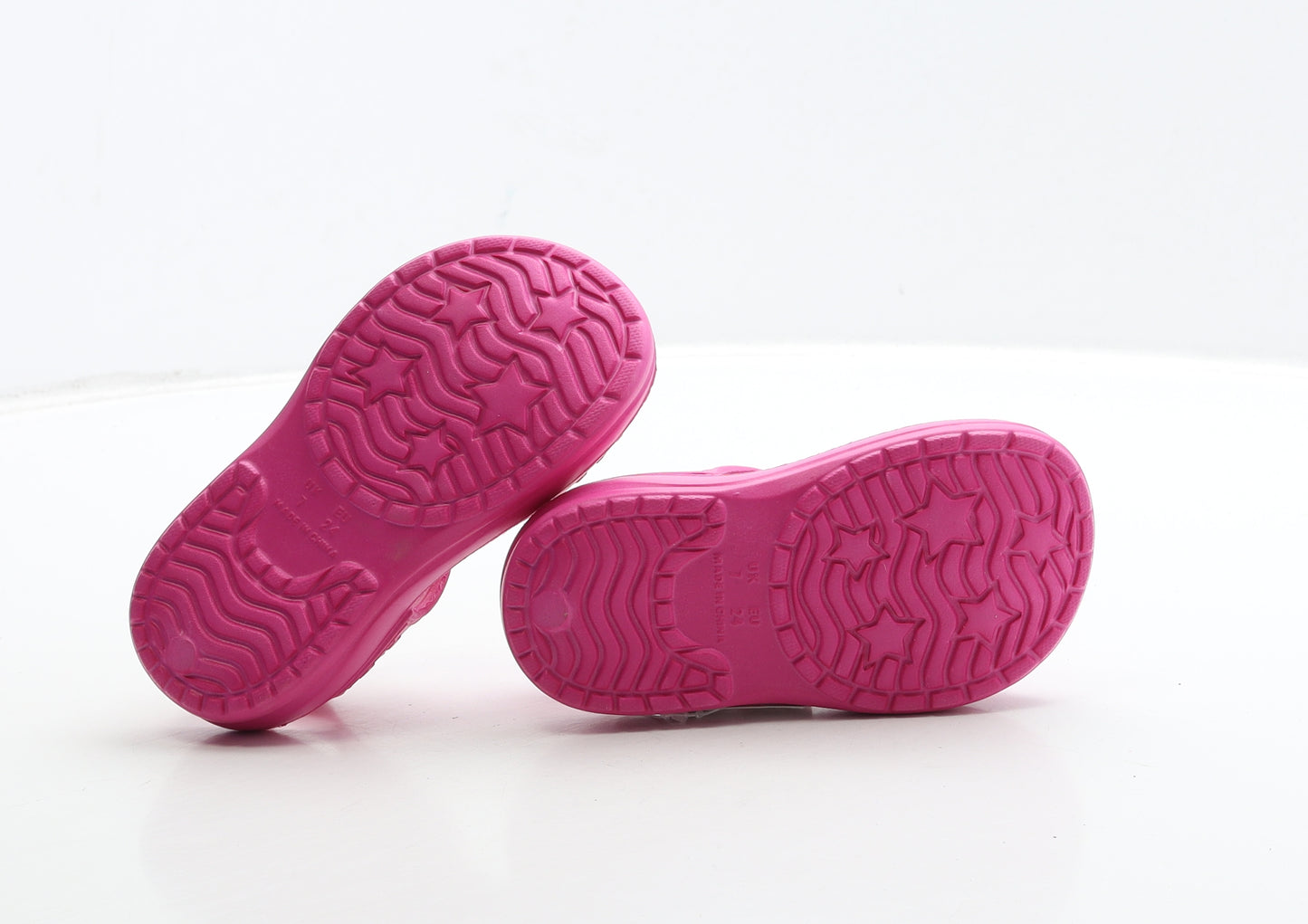F&F Girls Pink Rubber Strappy Sandal UK 7 24 - Star Detail