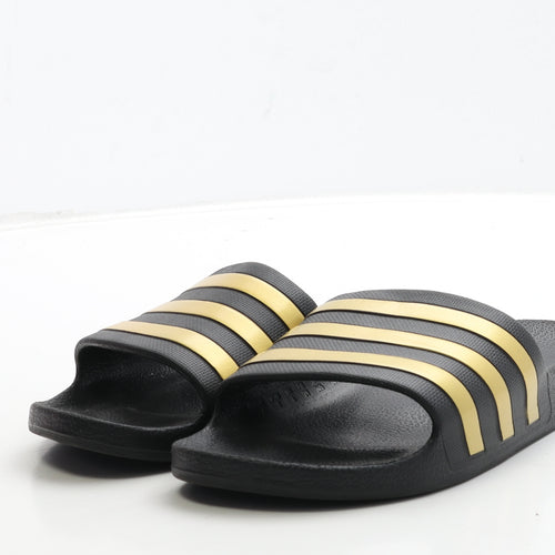 adidas Boys Black Striped Rubber Slider Sandal UK 6 39