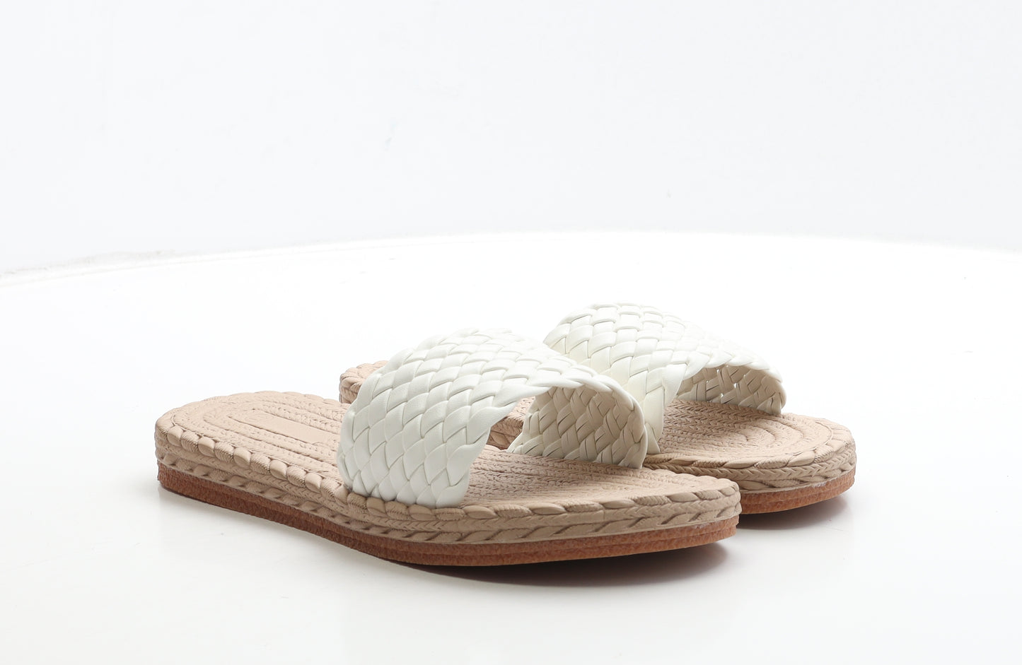 Preworn Womens White Polyester Slip On Sandal UK 7 41