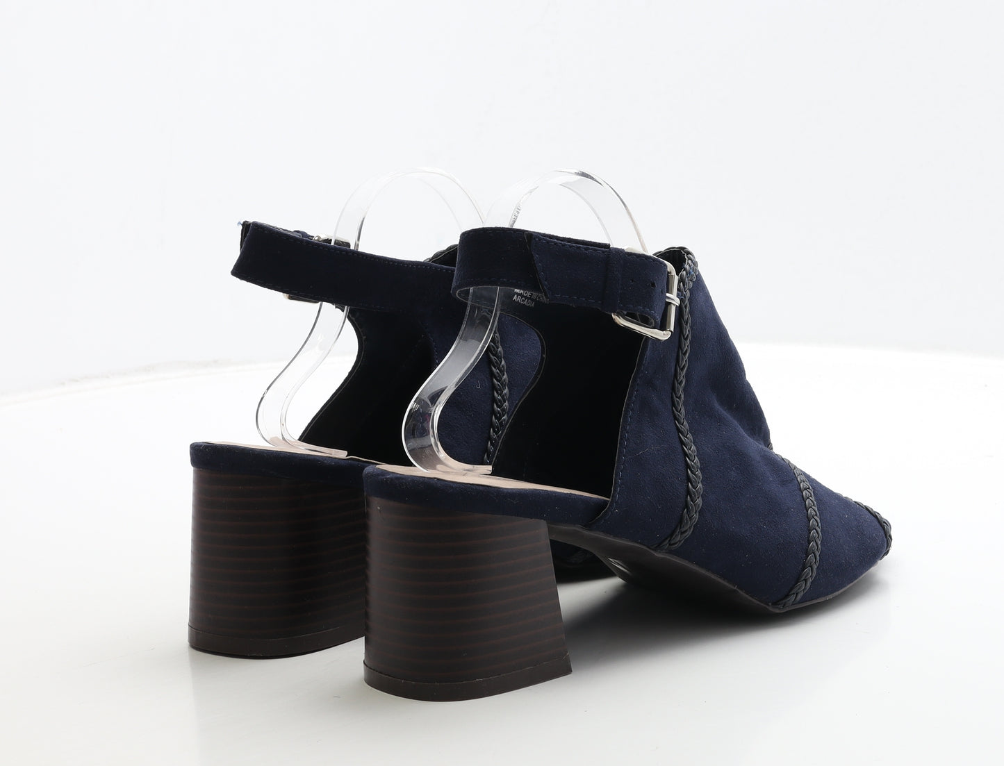 Evans Womens Blue Leather Slingback Heel UK 9 - Wide Fit