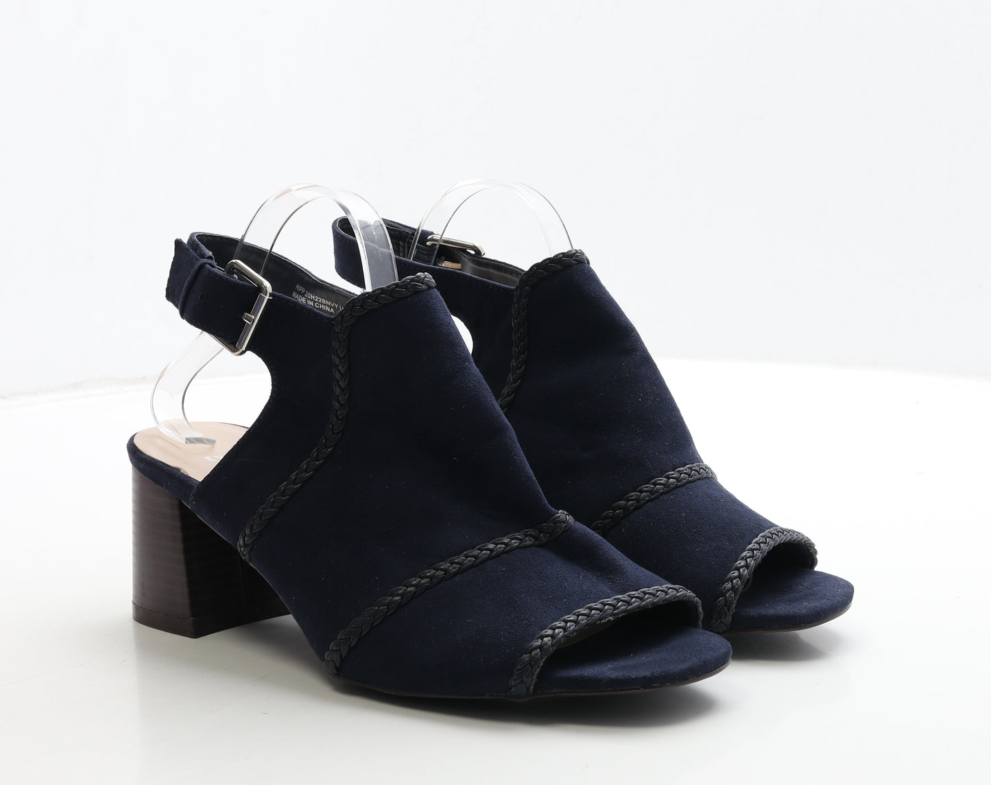 Evans Womens Blue Leather Slingback Heel UK 9 - Wide Fit