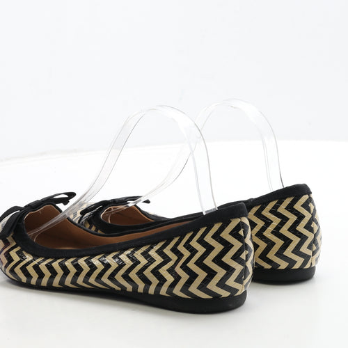 F&F Womens Black Geometric Leather Flat UK 7 40