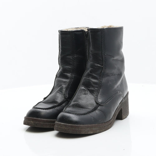 Preworn Womens Black Leather Bootie Boot UK 3