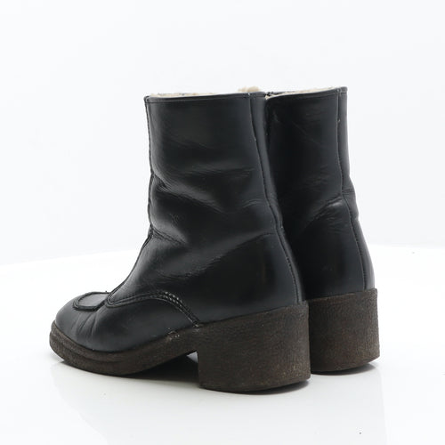 Preworn Womens Black Leather Bootie Boot UK 3