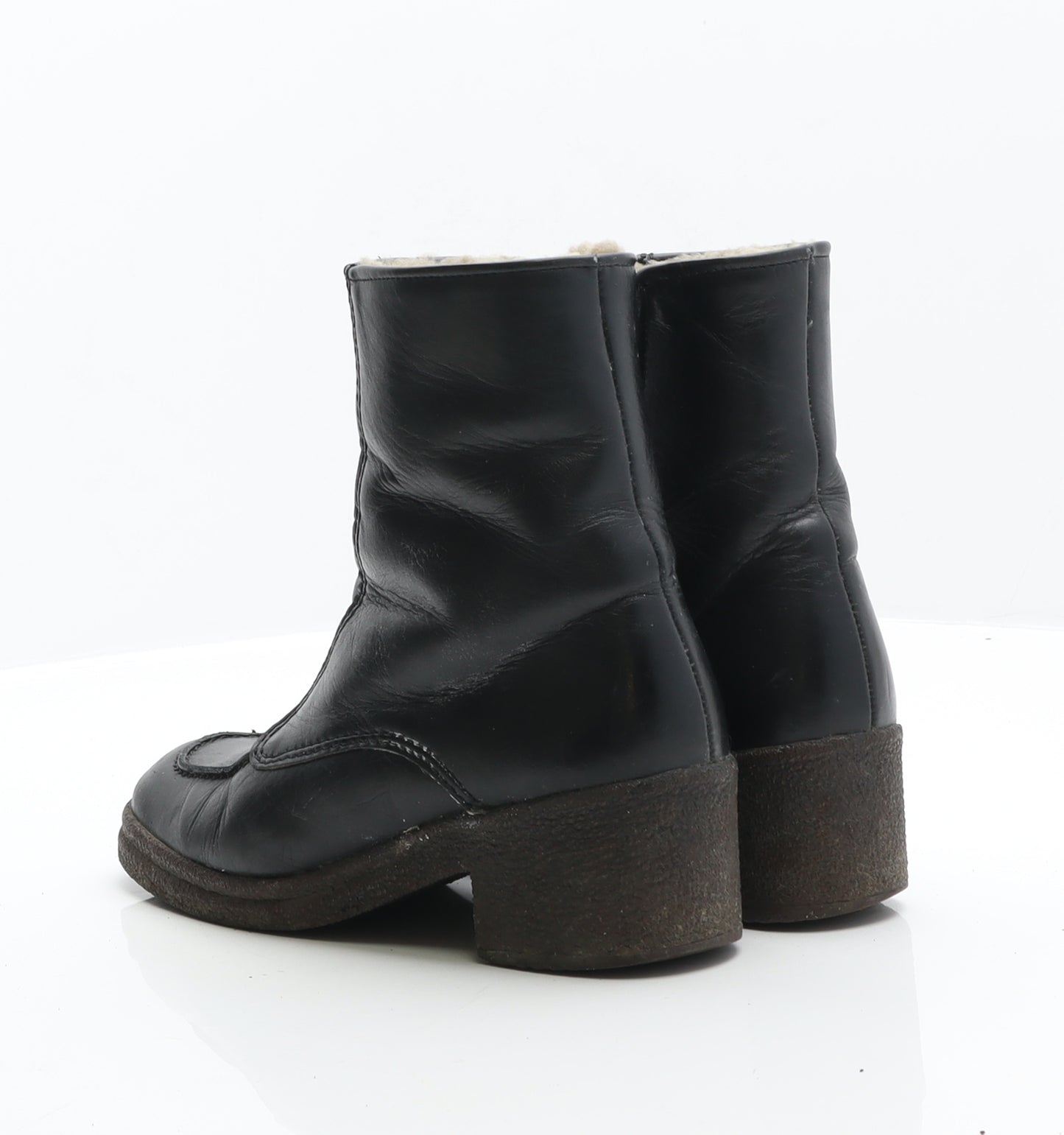 Preworn Womens Black Leather Bootie Boot UK 3