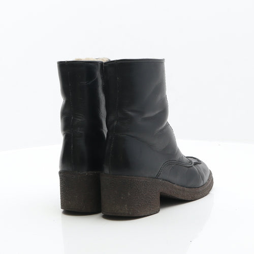 Preworn Womens Black Leather Bootie Boot UK 3